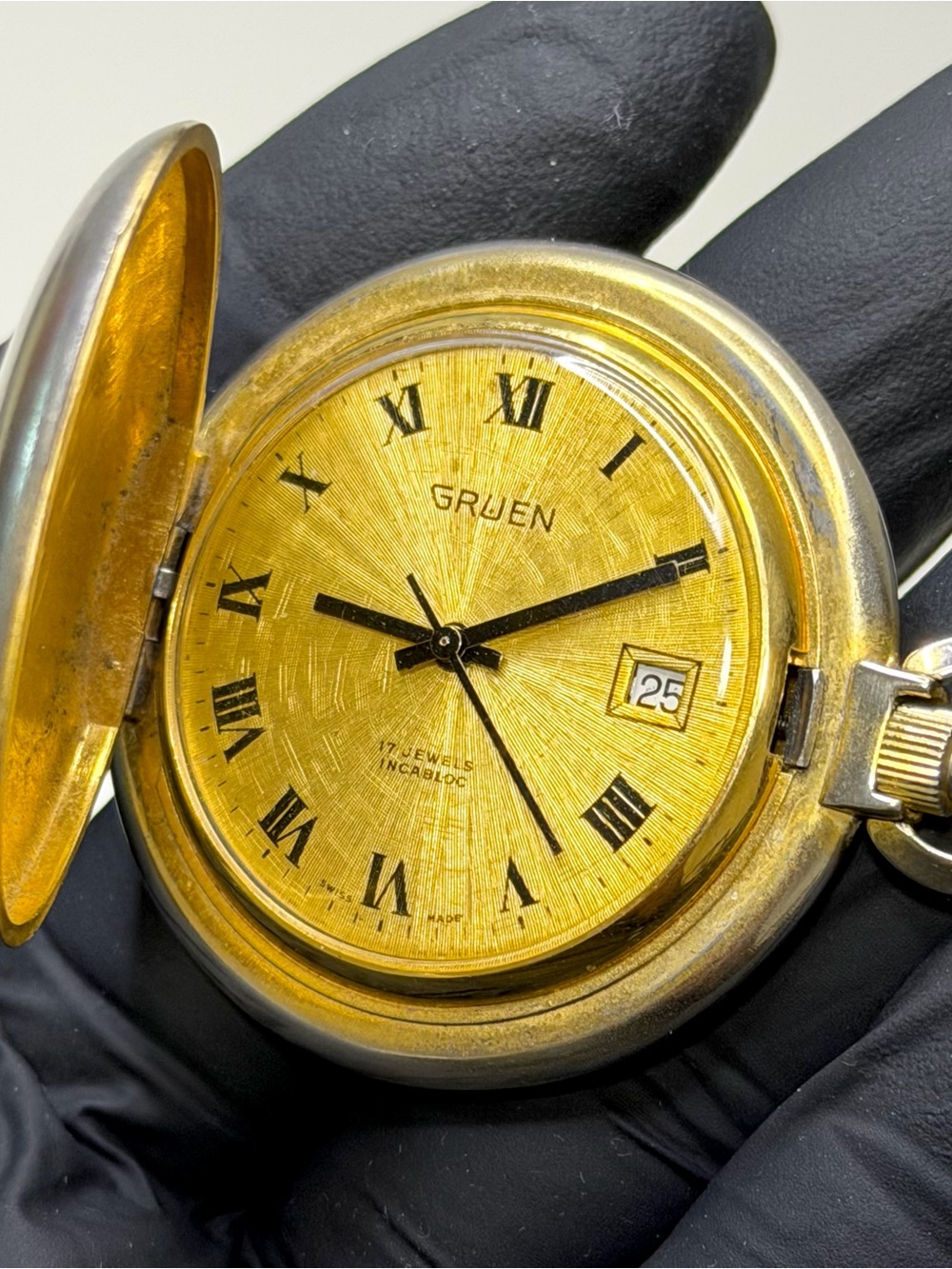 Gruen Precision 1970’s Manual Wind 17-J Two-Tone 43mm Swiss-Made Pocket Watch